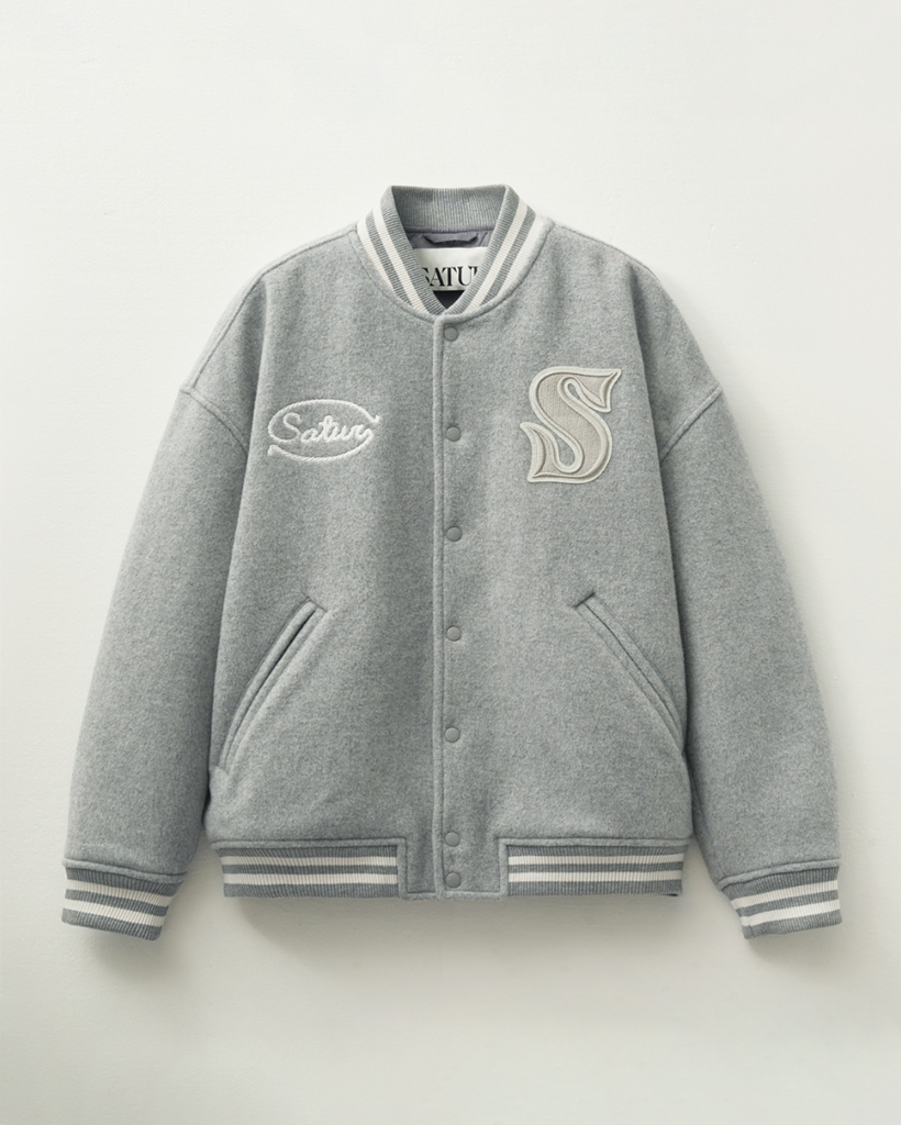 S Applique Wool Varsity Jacket - Gray | ファッション通販サイト NUGU