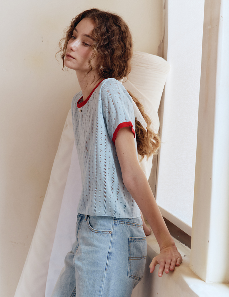 Sally Ringer Knit (Sky blue) | ファッション通販サイト NUGU