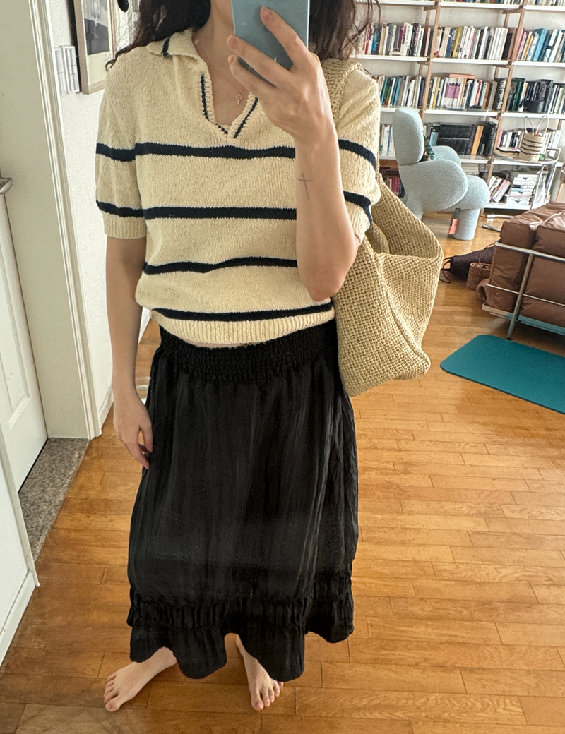 Sandy Shirring Skirt (Black) | ファッション通販サイト NUGU
