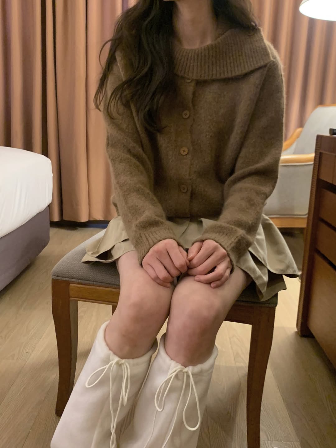 (3 color)ハイネックニットカーディガン