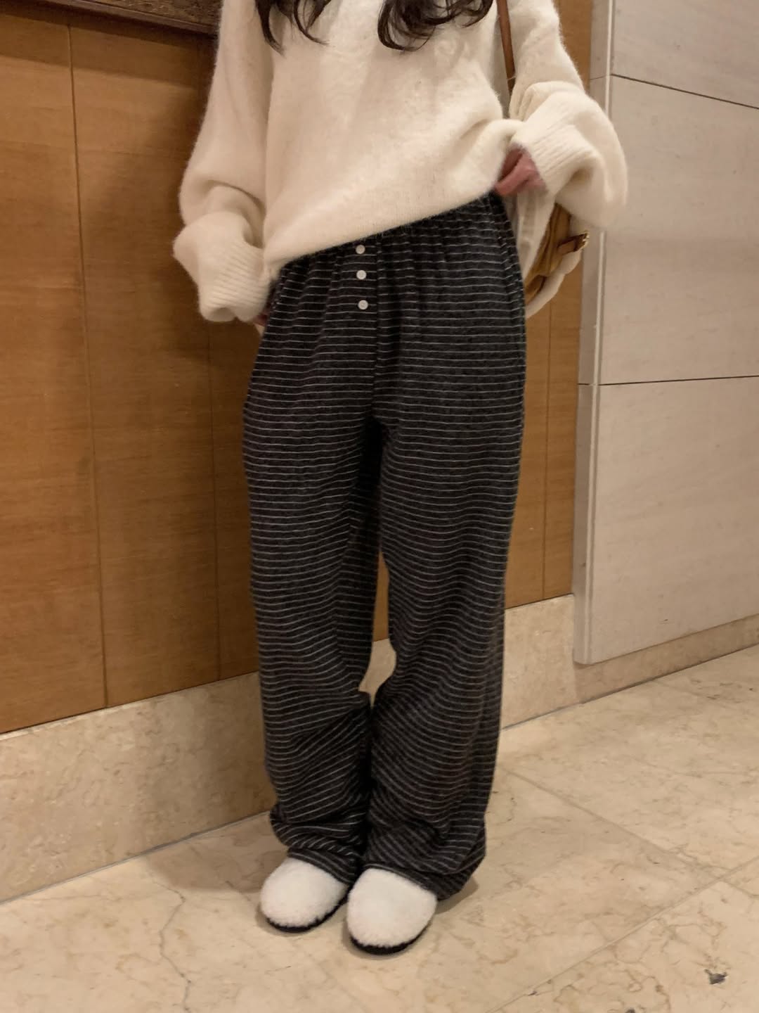 (3 color)ボーダーフリースパンツ