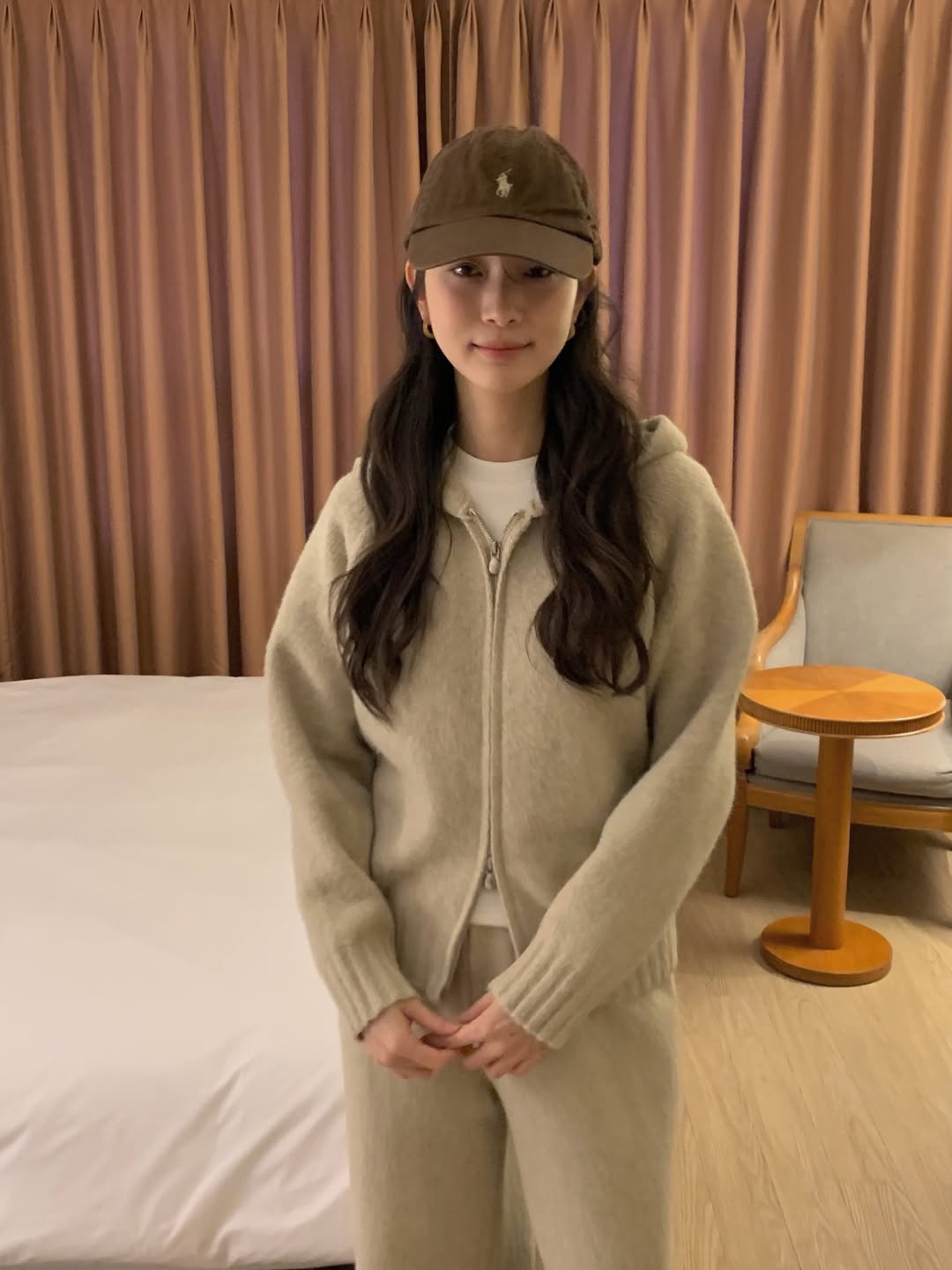 (6 color)(set)ニットフード付きジップアップ