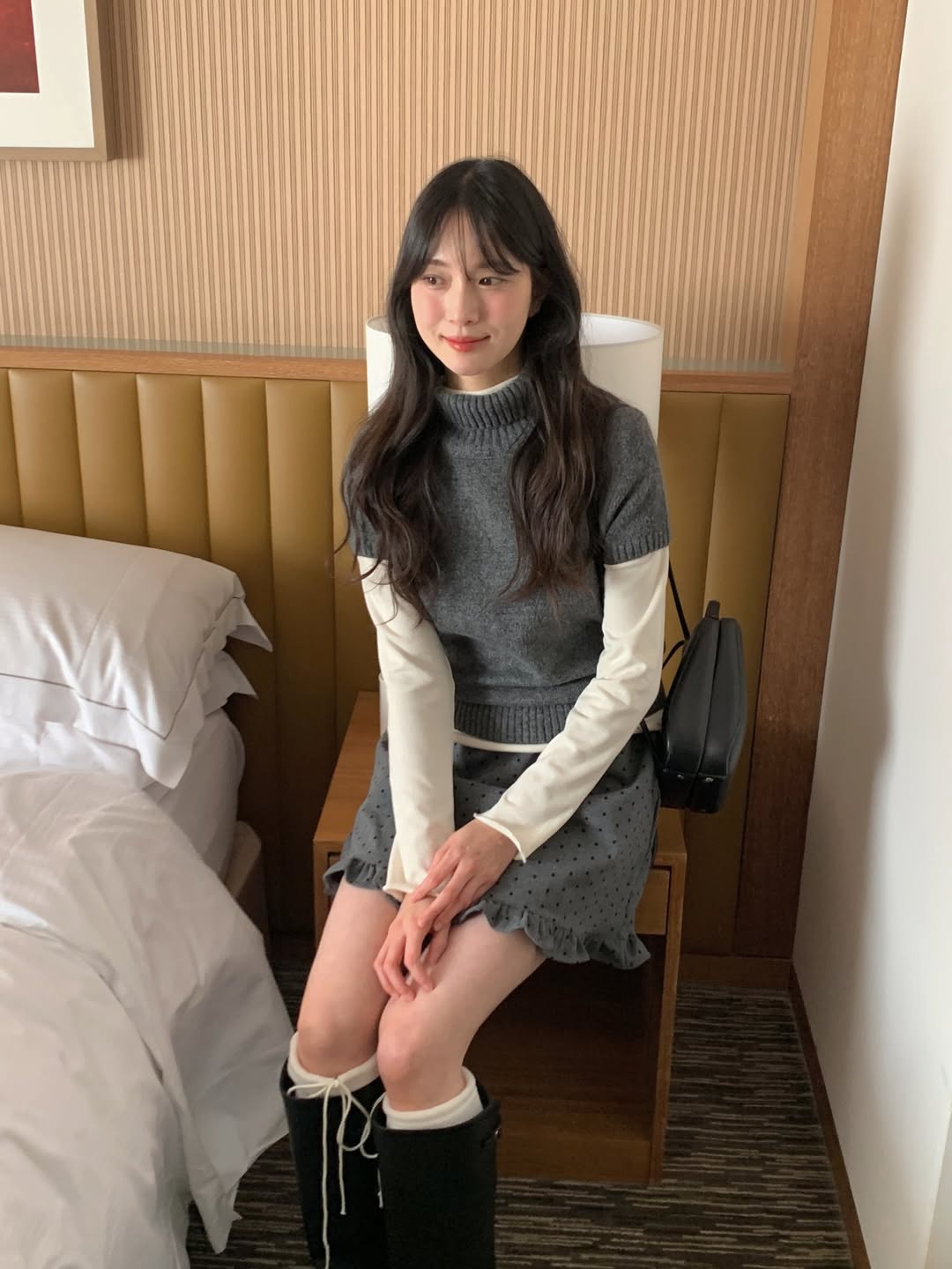 (2color)ドット柄フリルミニスカート