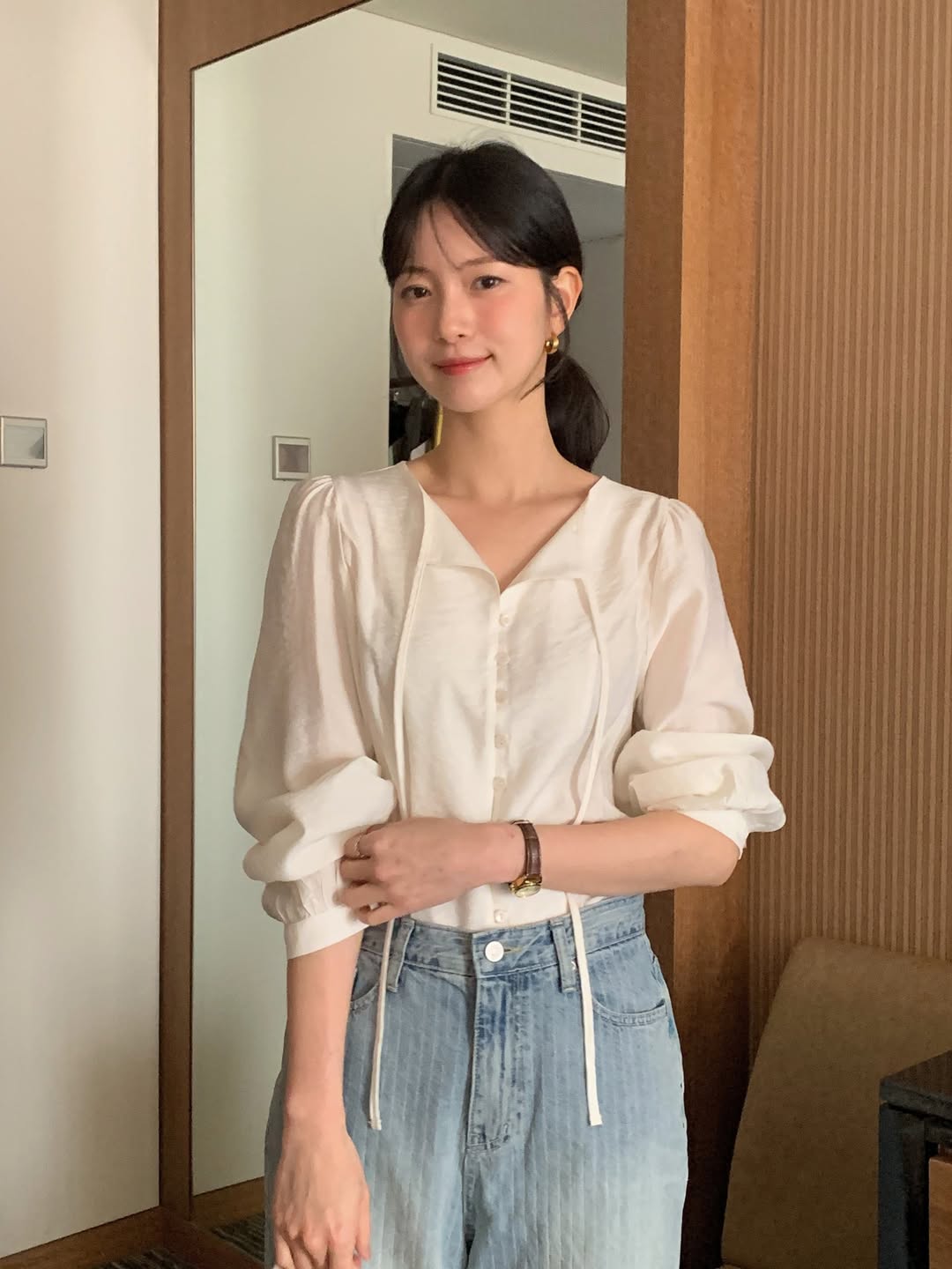 (2color)タイシャーリングブラウス