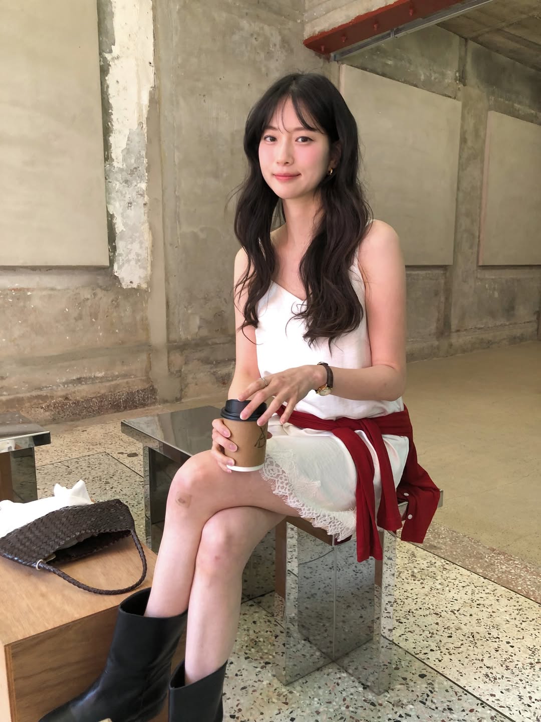 レースサテンワンピース