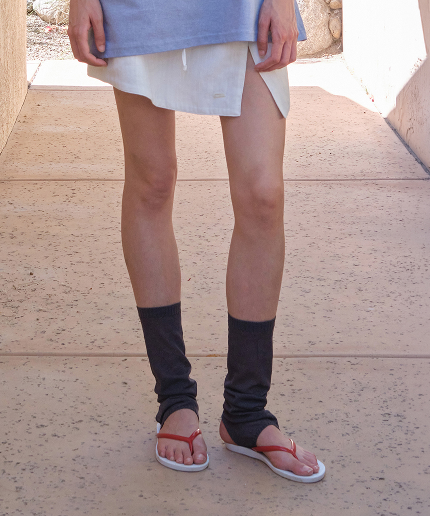 See-Through Open-Toed Knit Socks - Charcoal