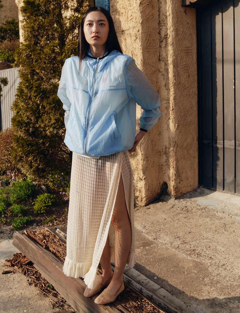【SIENNE】 Sheer Hood Windbreaker / 追跡付 Sheer Hood Windbreaker (Blue) | ファッション通販サイト NUGU