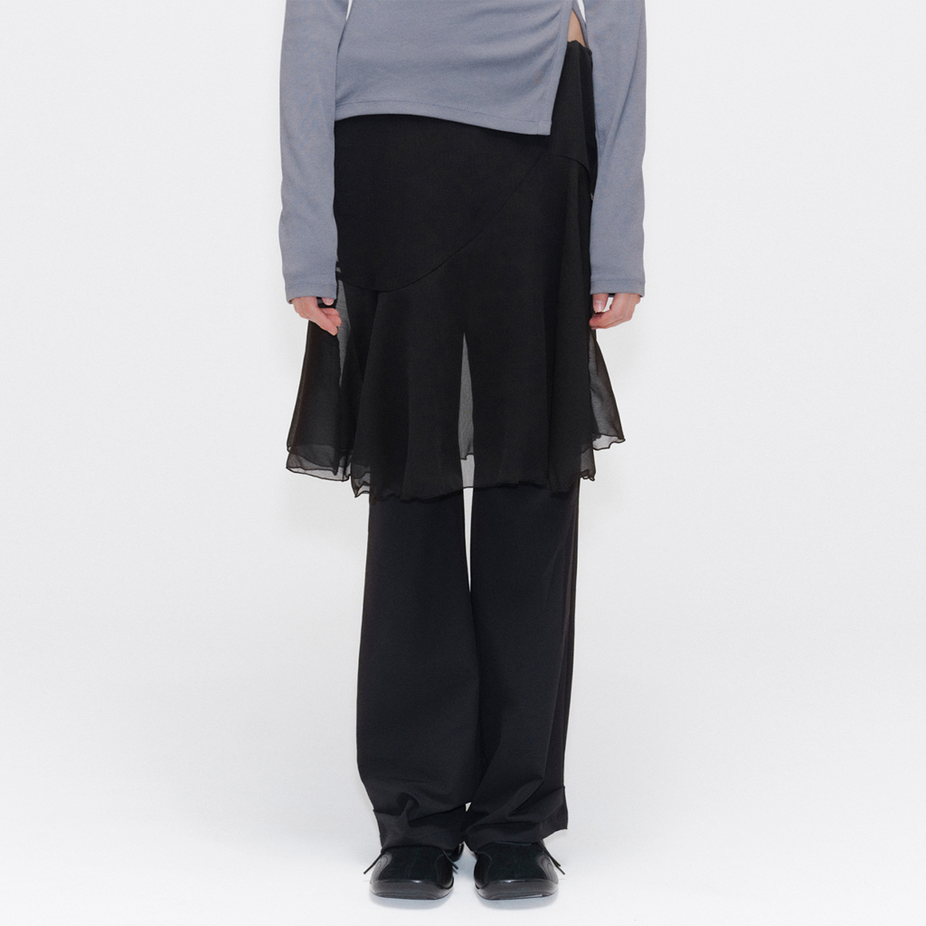 Sheer layered wrap skirt BLACK | ファッション通販サイト NUGU