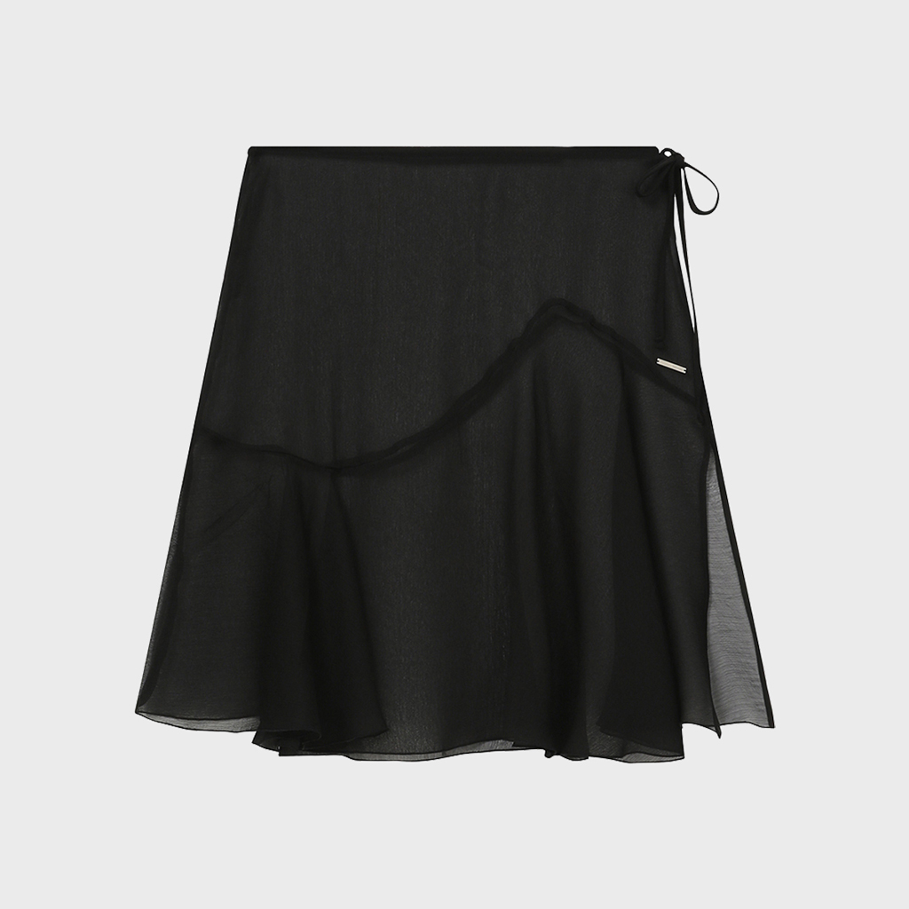 Sheer layered wrap skirt BLACK | ファッション通販サイト NUGU