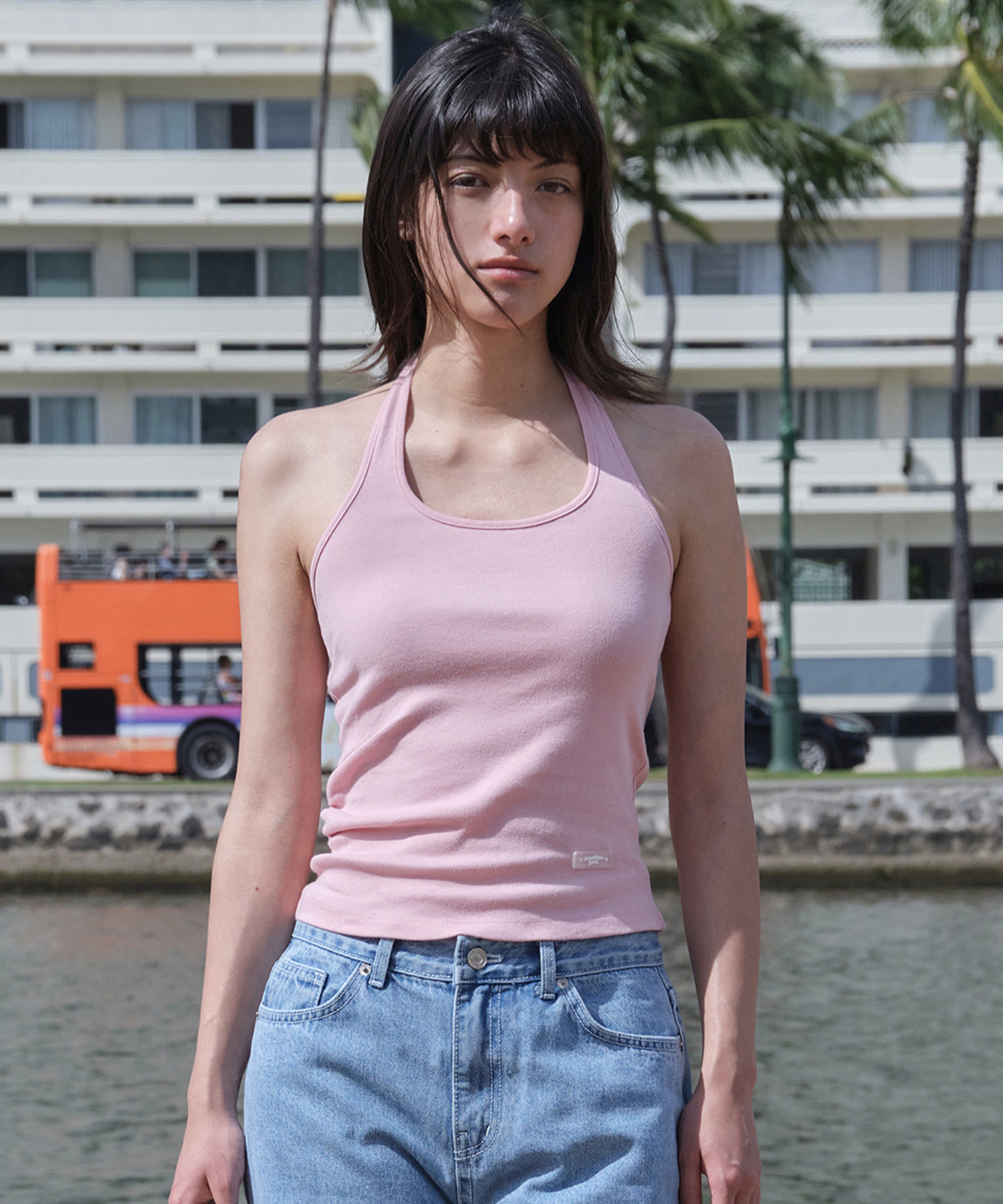 Shirring Halter Sleeveless - Light Pink