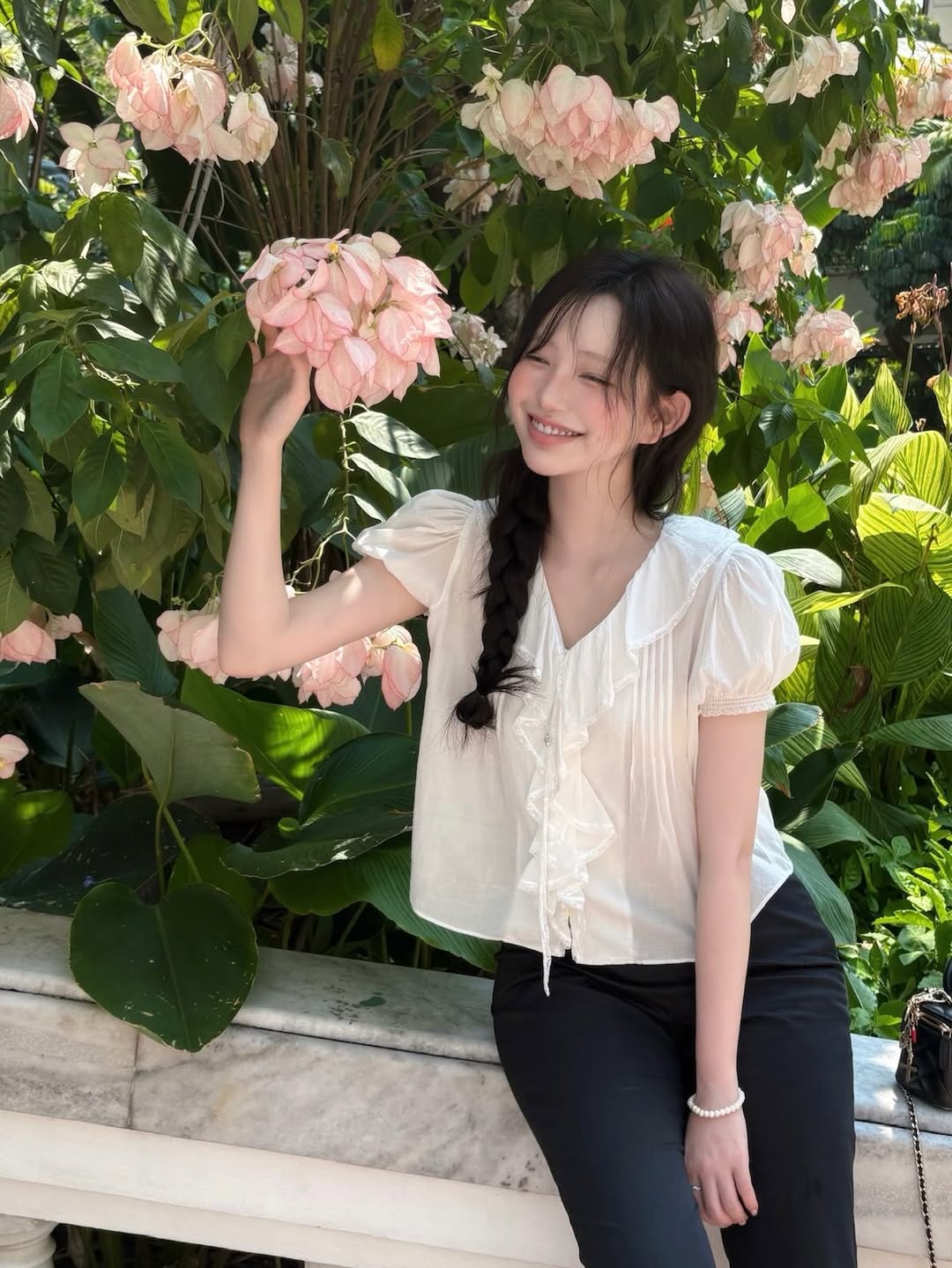 Gaia Ruffle Blouse_White