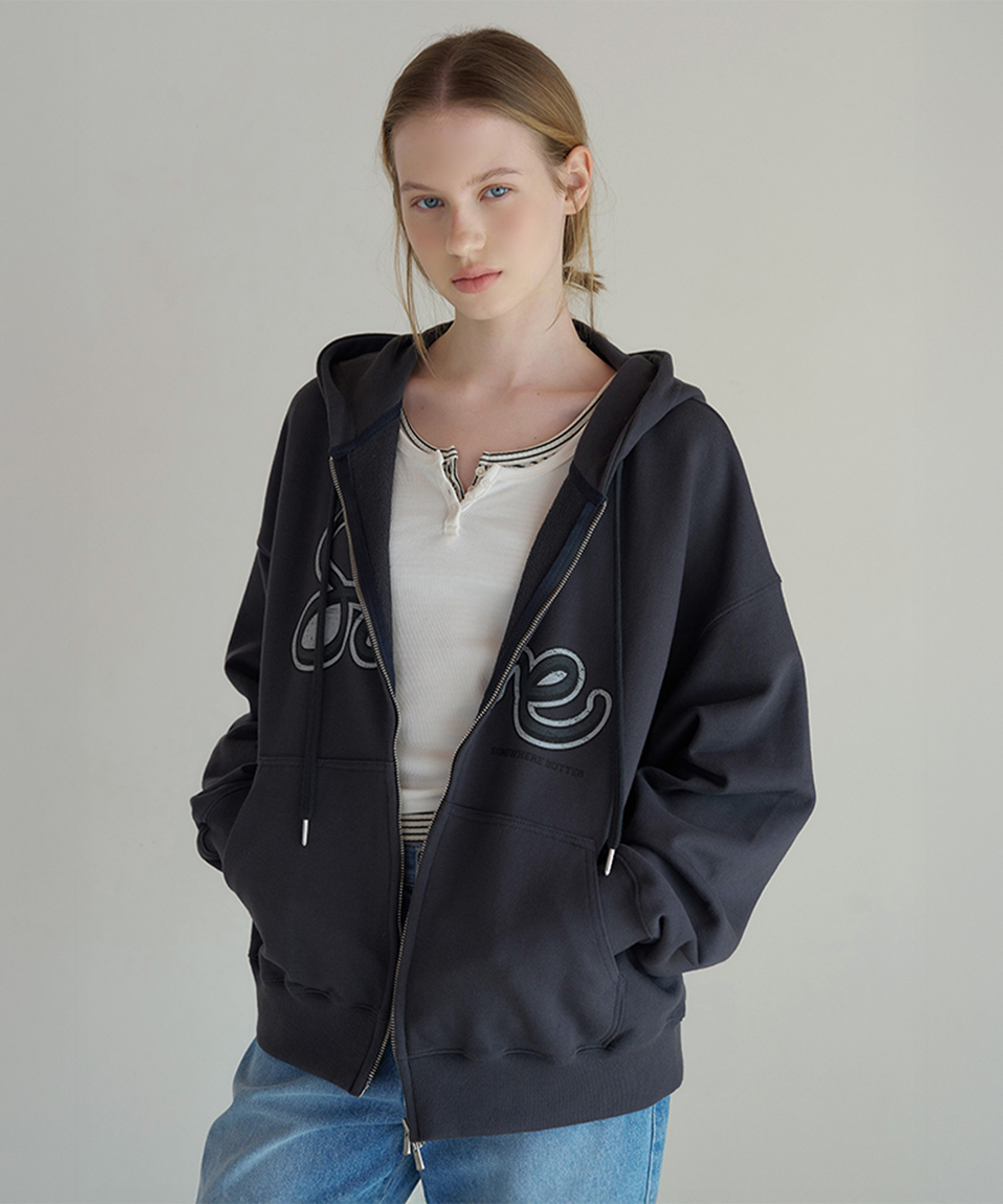 OVERDYED D.F.L HOODED ZIP-UP WASHED BLACK | ファッション通販サイト