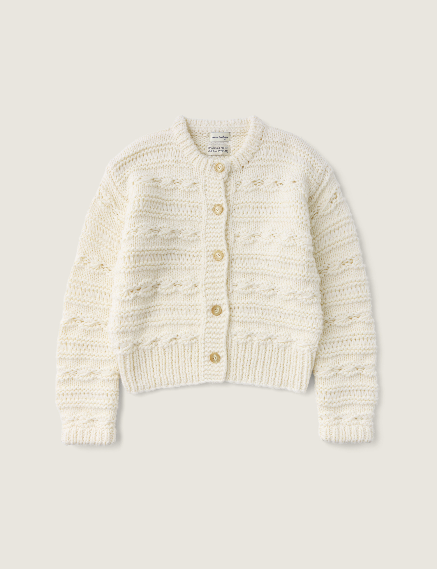 Sophie Hand Wool 100 Cardigan (Ivory)
