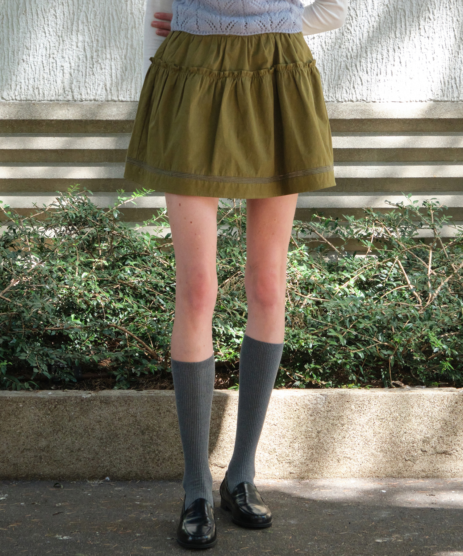 Soy Shirring Mini Skirt - Khaki