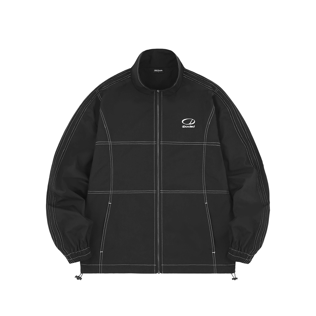 Curved Line Wind Breaker-Black | ファッション通販サイト NUGU