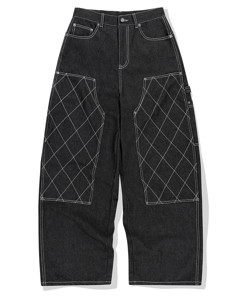 Stitch Double Knee Denim Pants - Black | ファッション通販サイト NUGU
