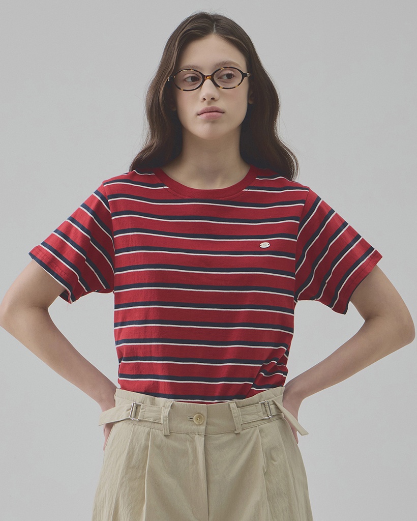 Stripe line tee (Red) | ファッション通販サイト NUGU