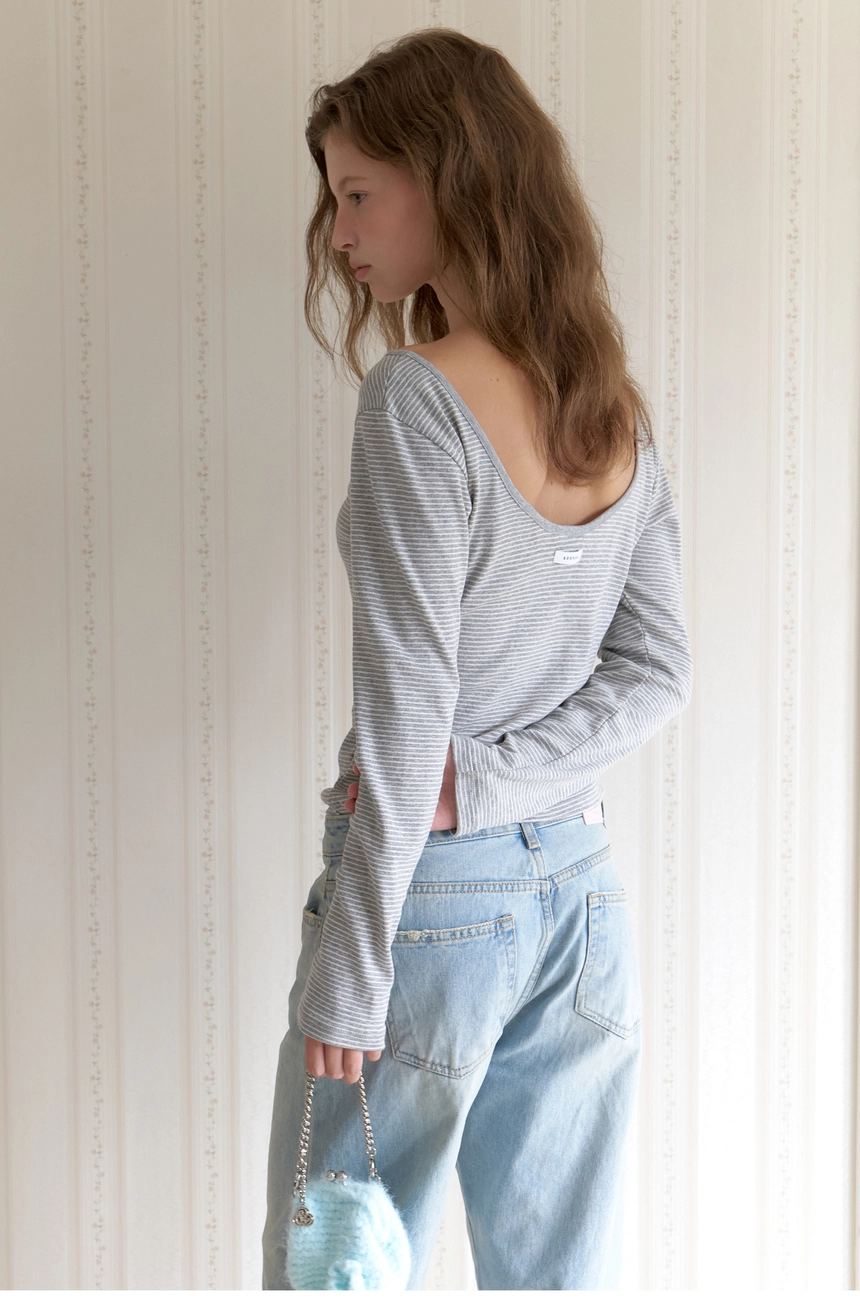 Stripy Tee (Melange Grey)5.jpg