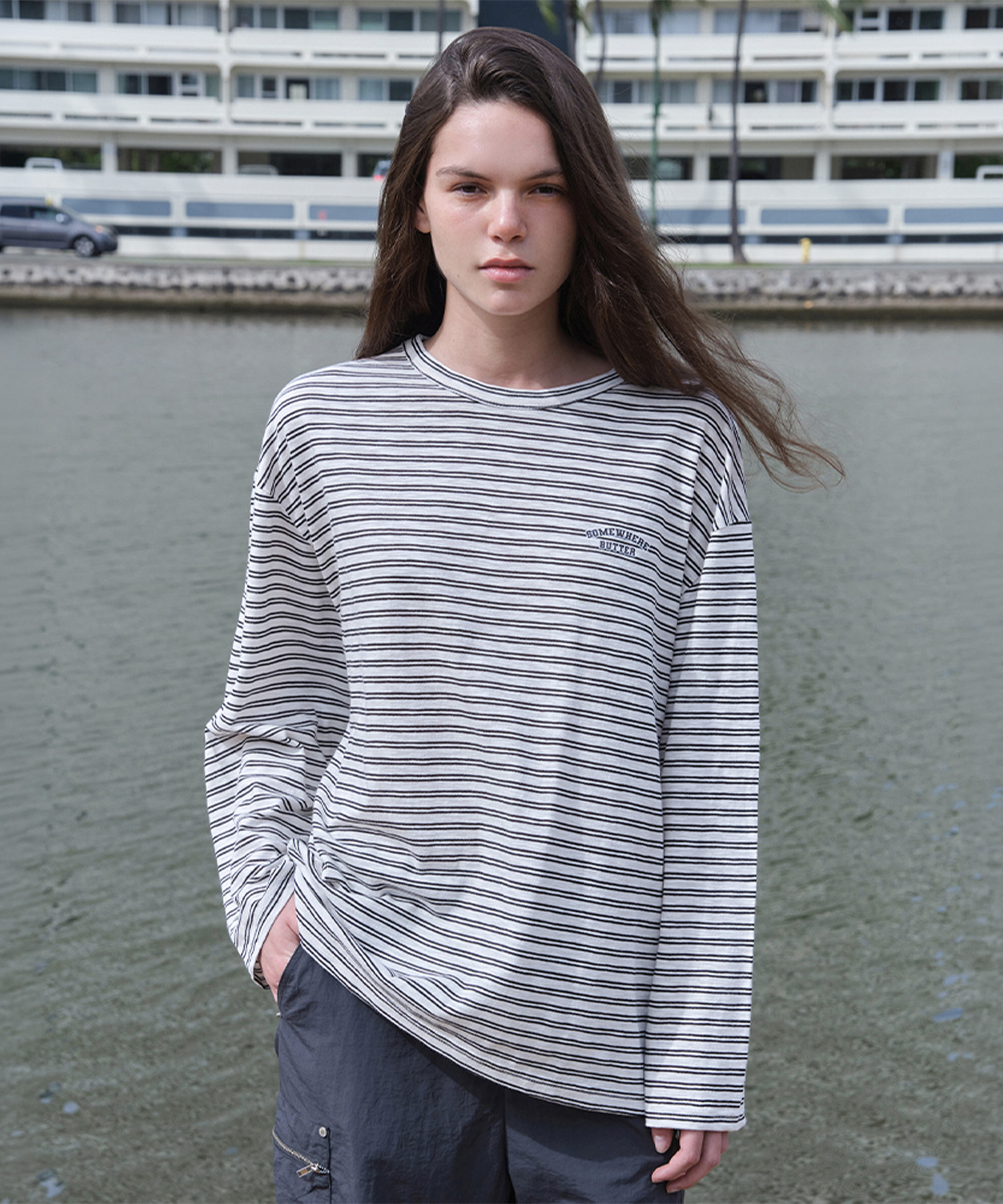 Sunkiss Stripe Long Top - Ivory