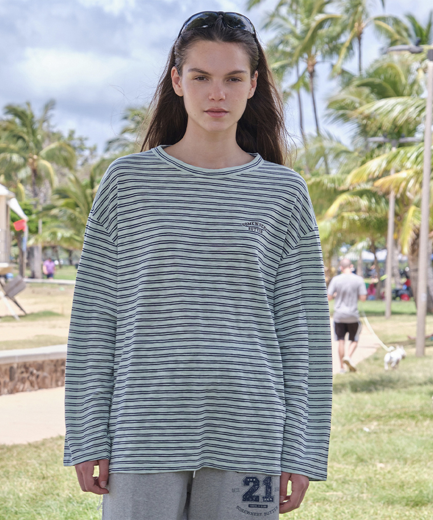 Sunkiss Stripe Long Top - Mint