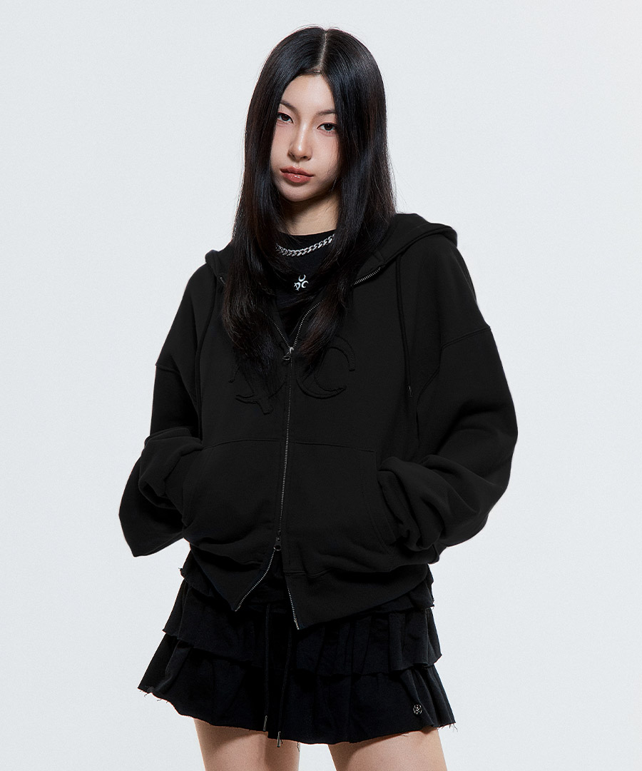 OVERDYED D.F.L HOODED ZIP-UP WASHED BLACK | ファッション通販サイト