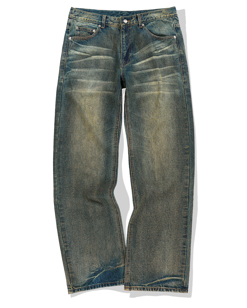 Symbol Stitch Low Rise Flare Fit Denim Pants - Deep Blue