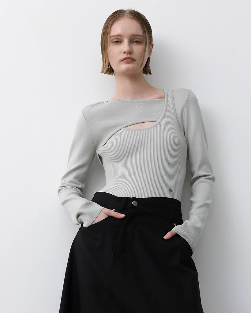 (T-7013)CITA FAKE LAYERED KNIT