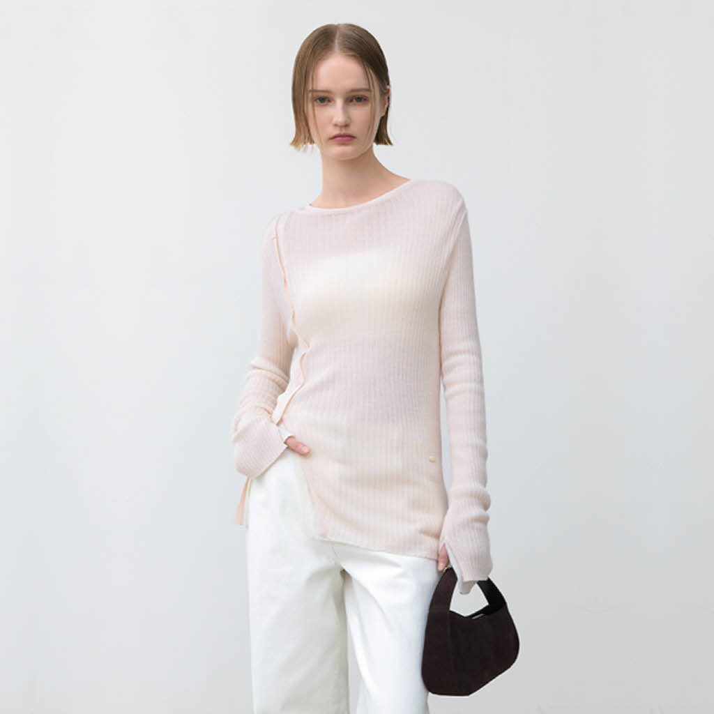(T-7017)WOOL SHEER SET-UP KNIT