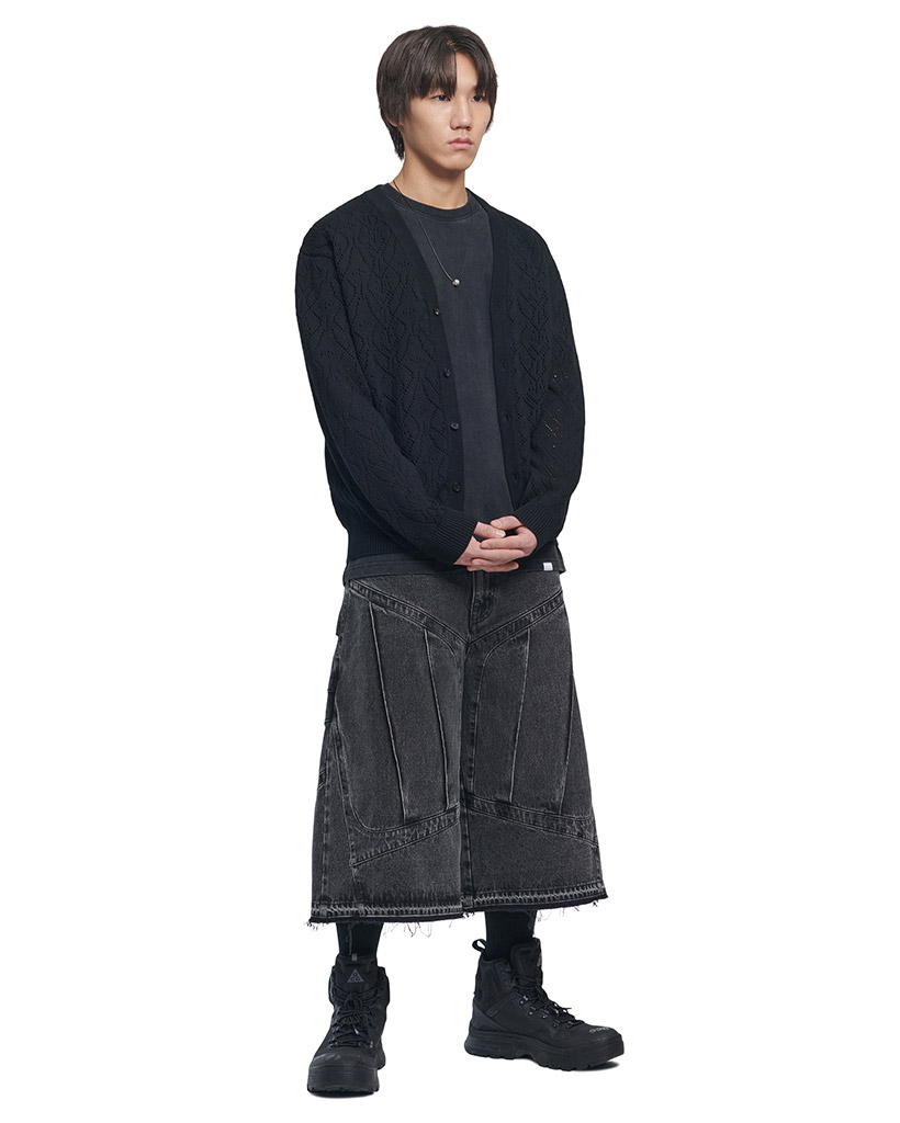 T.B PUNCHING KNIT CARDIGAN - BLACK | ファッション通販サイト NUGU