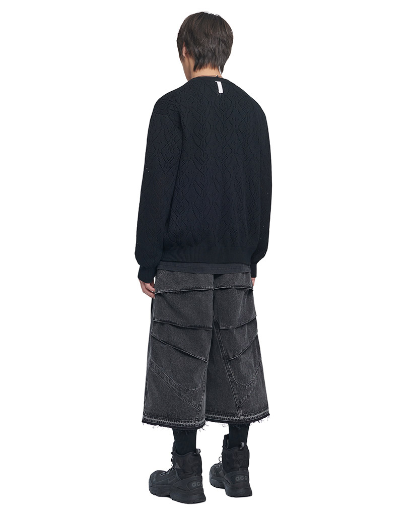 T.B PUNCHING KNIT CARDIGAN - BLACK | ファッション通販サイト NUGU