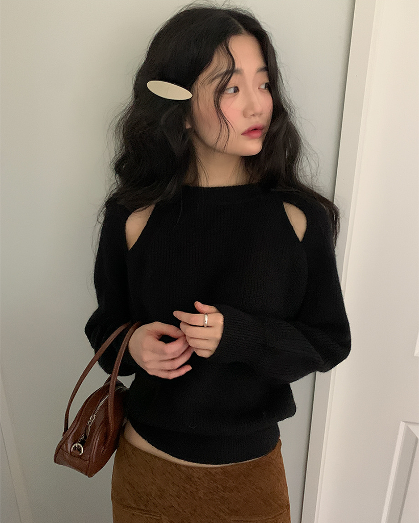スリットショルダー長袖ニット | ファッション通販サイト NUGU