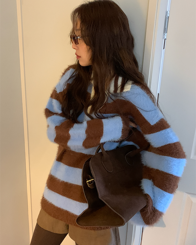 ボーダールーズフィットカラーニット | ファッション通販サイト NUGU