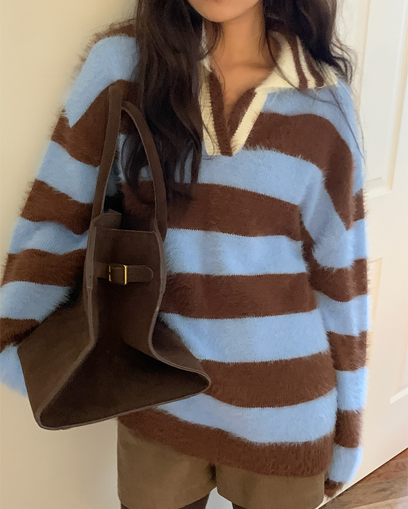 ボーダールーズフィットカラーニット | ファッション通販サイト NUGU ボーダールーズフィットカラーニット | ファッション通販サイト NUGU