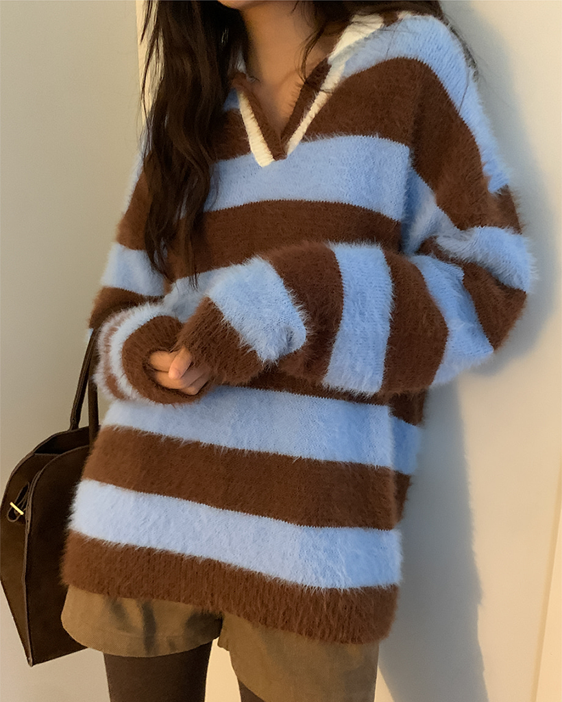 ボーダールーズフィットカラーニット | ファッション通販サイト NUGU