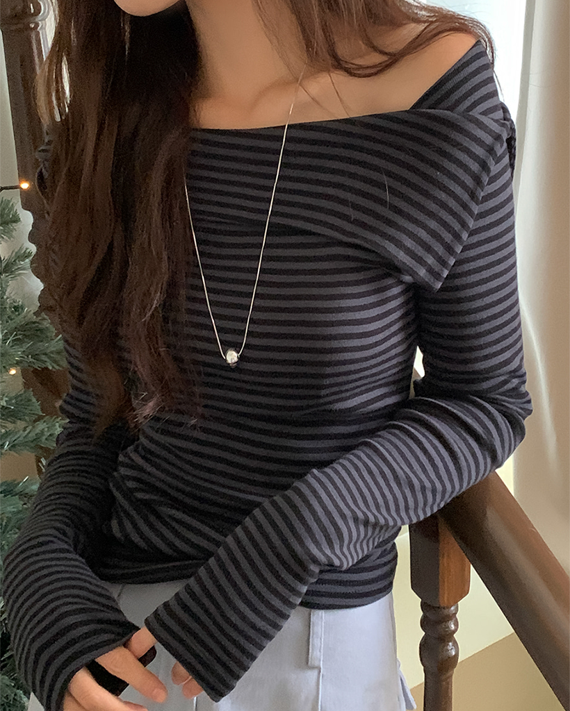 スパンボーダーオフショル長袖Tシャツ | ファッション通販サイト NUGU
