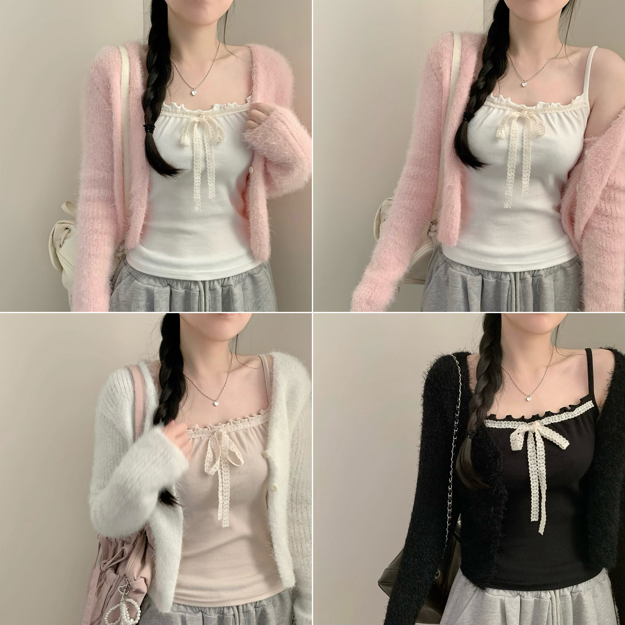 00s fairy core ランジェリーテイスト総レースリボンキャミソール 3color) レースリボン付きキャミソール | ファッション通販サイト NUGU