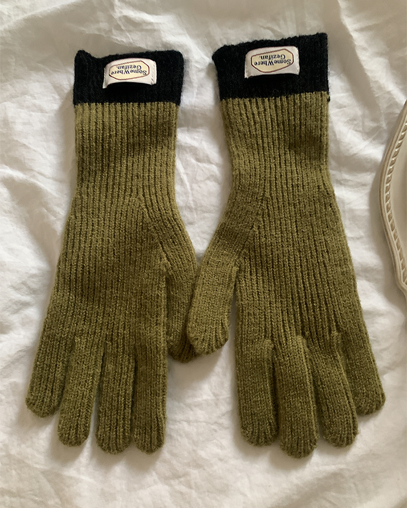スマホ対応]バイカラーニットグローブ/手袋 | ファッション通販