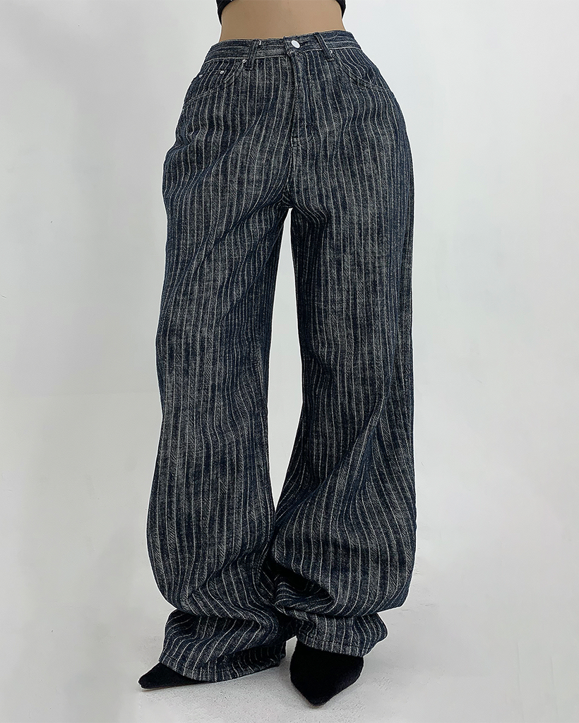 ストライプデニムワイドパンツ | ファッション通販サイト NUGU