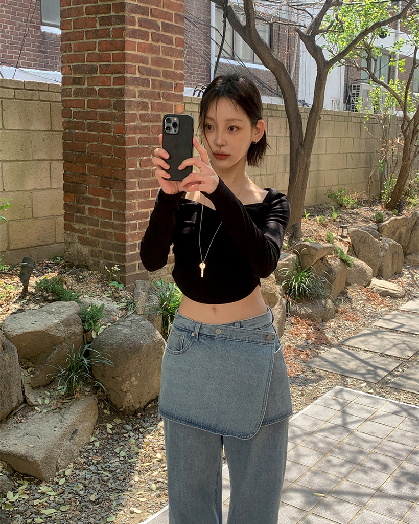 ラップスカートデニムパンツ | ファッション通販サイト NUGU