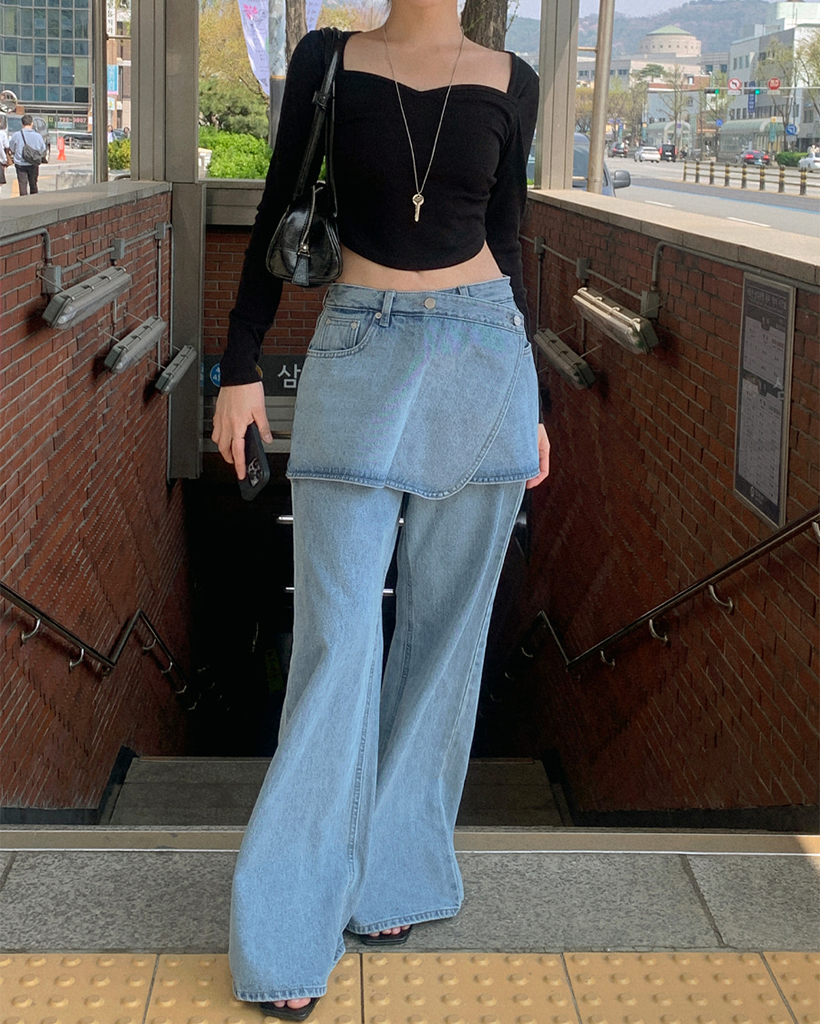 LoeweｘPaula’sプリントラップスカートデニム仕上げ付き デニムロングラップスカート（デニムスカート）｜RUIRUE