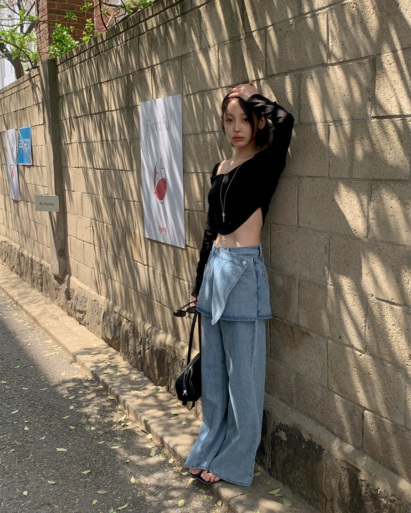 LoeweｘPaula’sプリントラップスカートデニム仕上げ付き デニムロングラップスカート（デニムスカート）｜RUIRUE