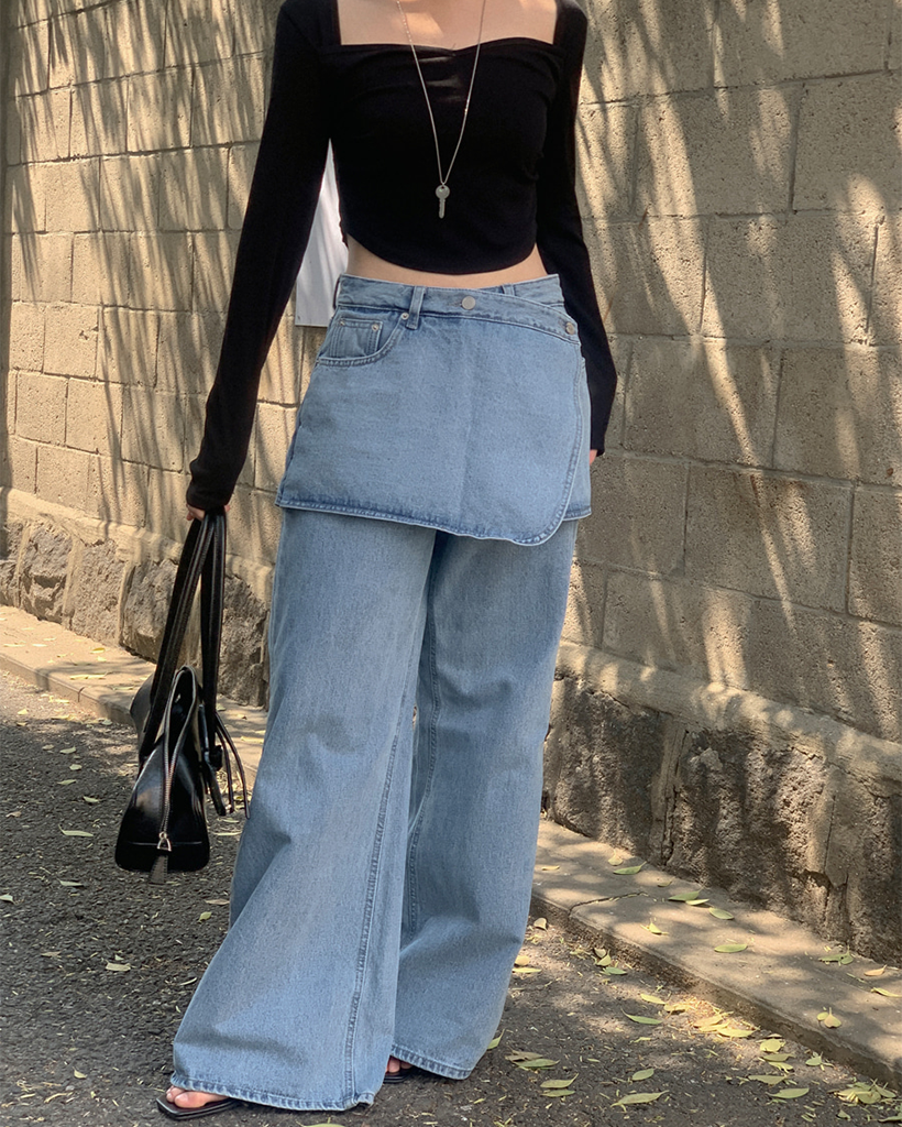 LoeweｘPaula’sプリントラップスカートデニム仕上げ付き デニムロングラップスカート（デニムスカート）｜RUIRUE