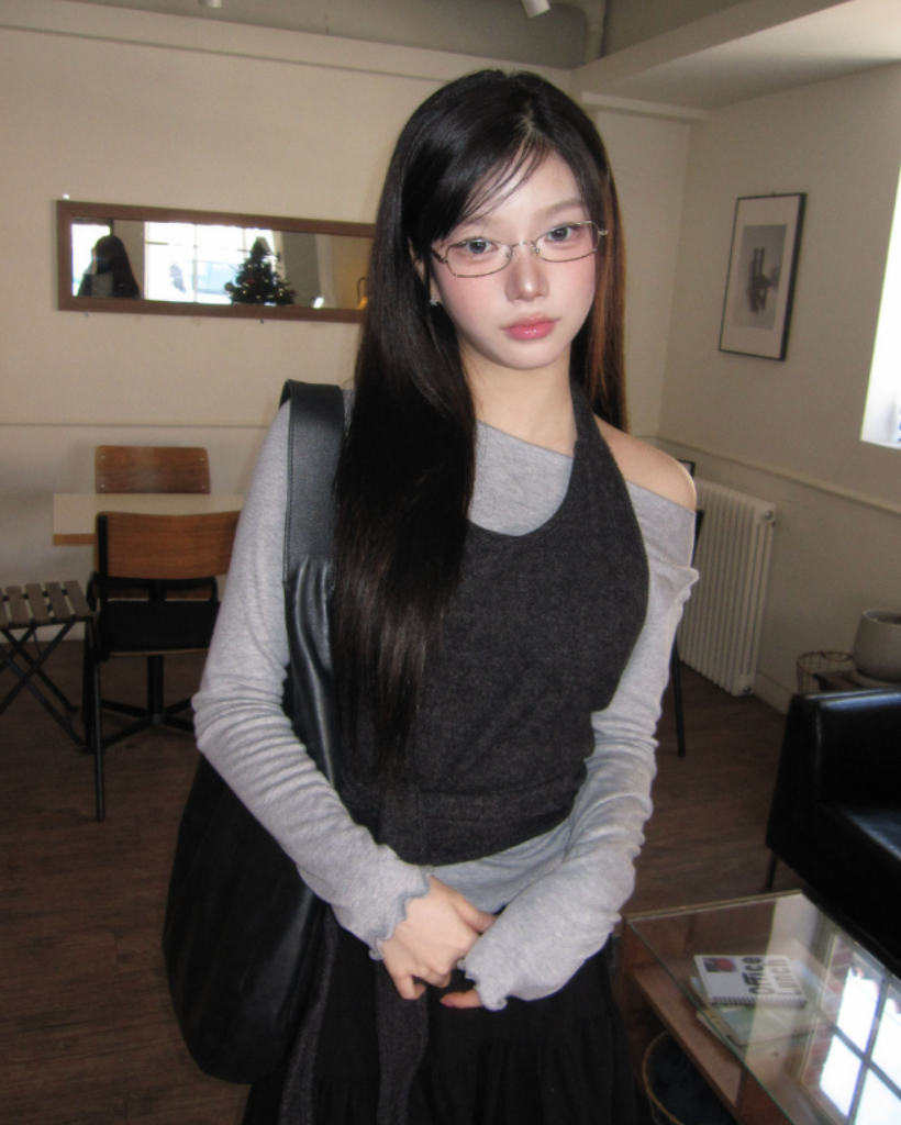 (3color)ホルターネックニットストラップビスチェ