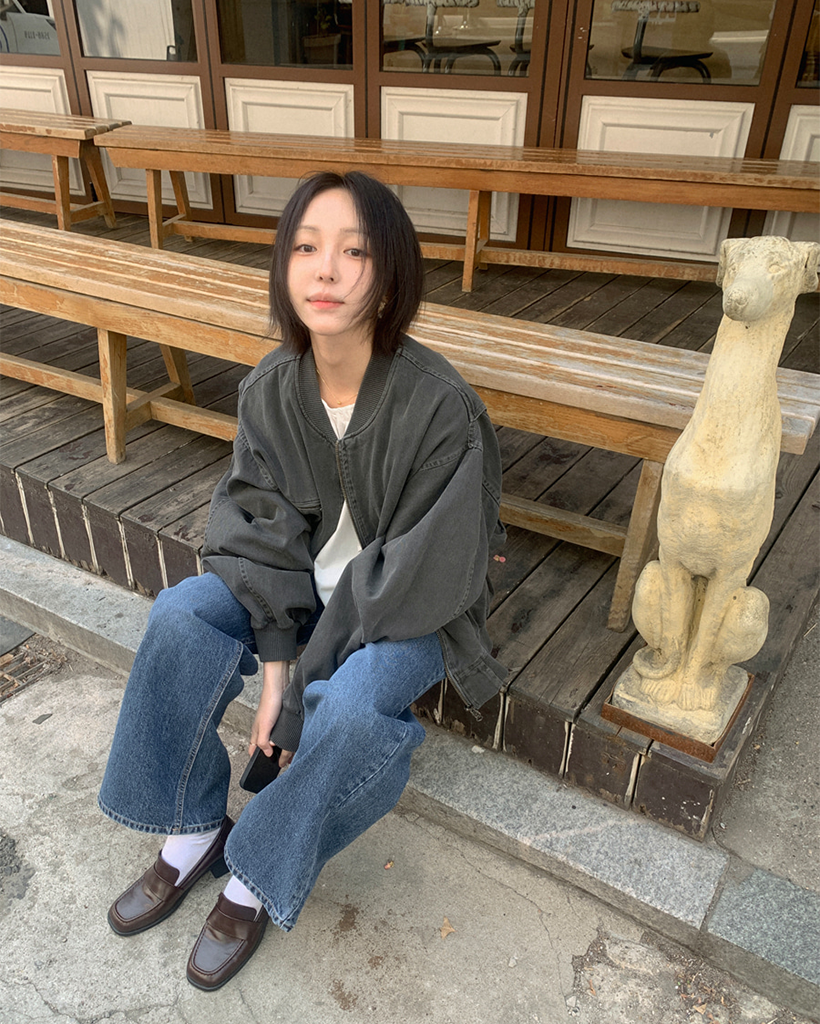 台湾発【STUDIO DOE】ローライズ ウォッシュ加工デニムパンツ Denim | Studio Doe