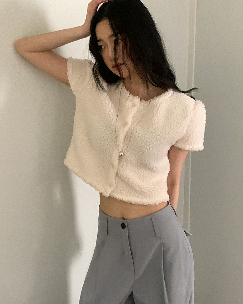 ボア半袖カーディガン | ファッション通販サイト NUGU