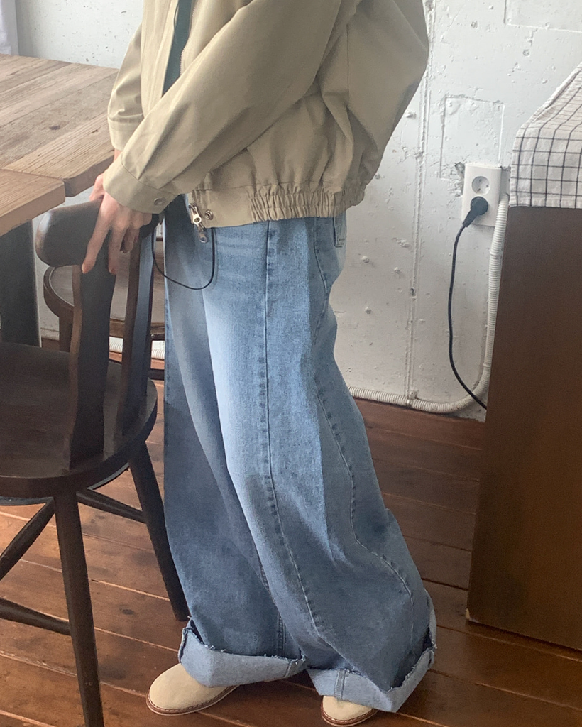 南南ページ スリットワイドデニムパンツ | ファッション通販サイト NUGU