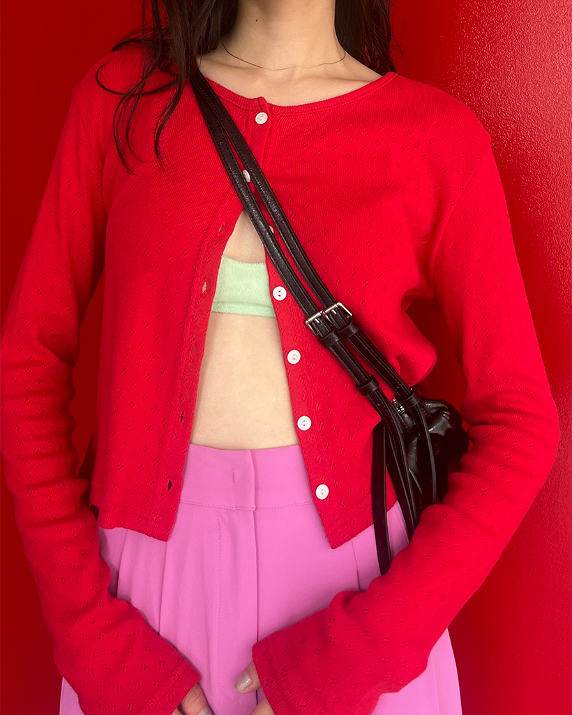 セミクロップドポワンテルカーディガン