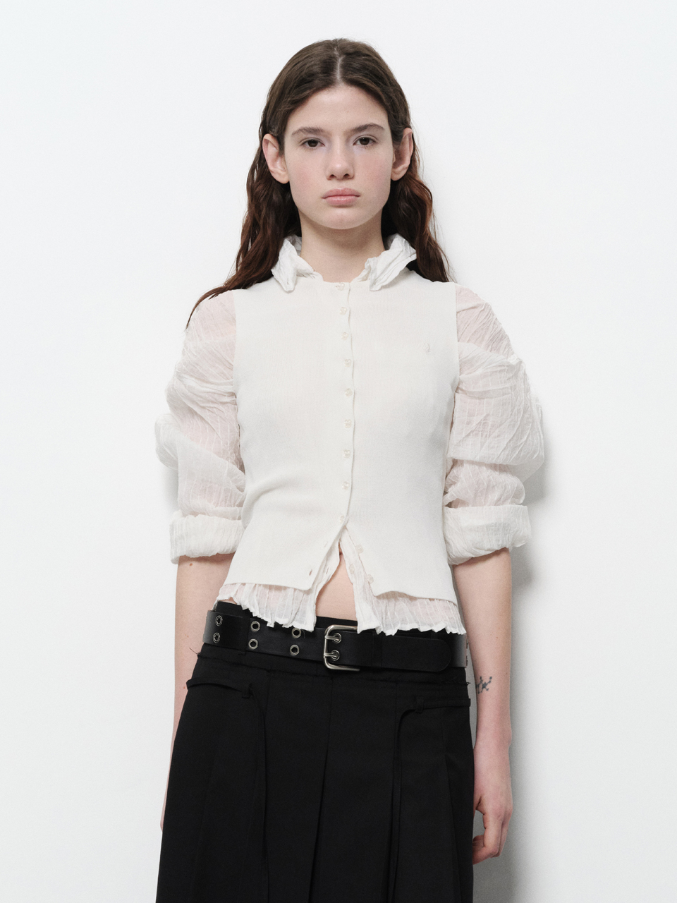 WRINKLY SEE THROUGH SHIRTS (white) | ファッション通販サイト NUGU