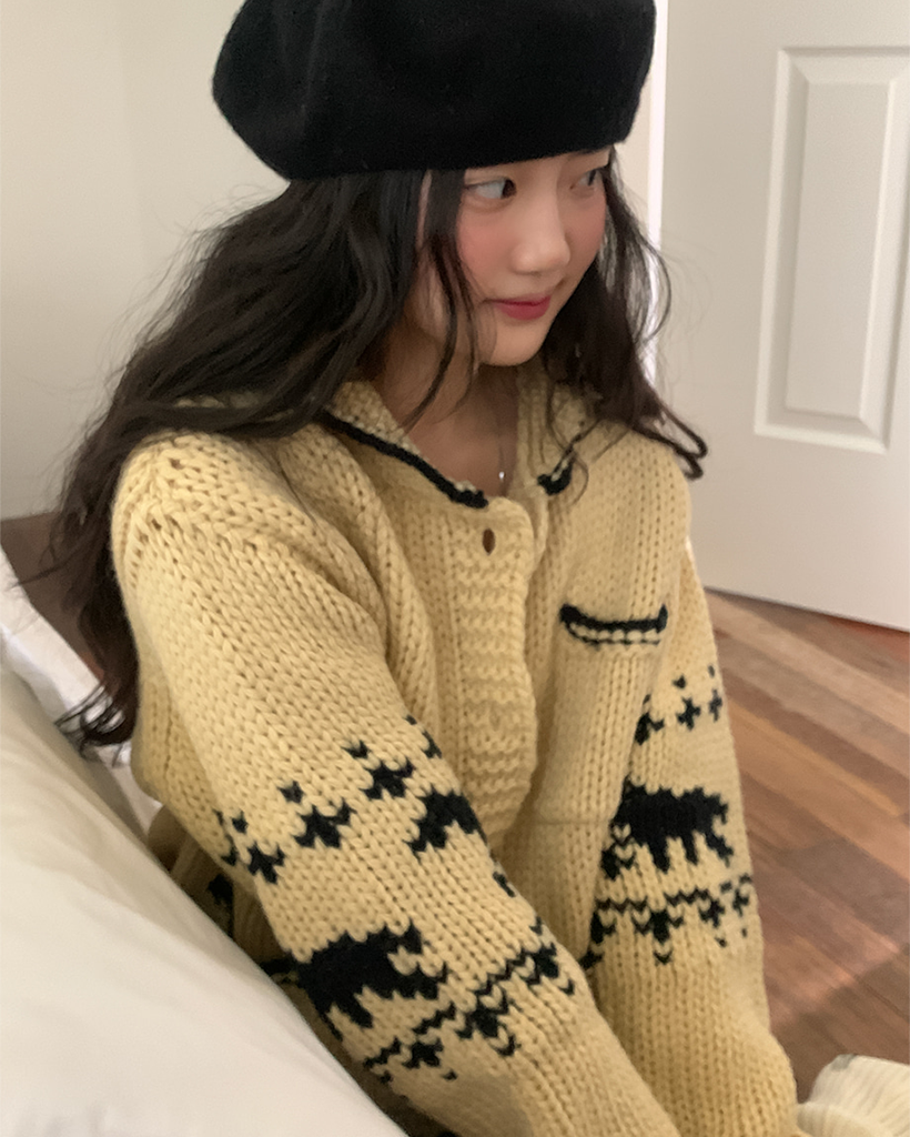 ウサギ柄ニットカーディガン | ファッション通販サイト NUGU