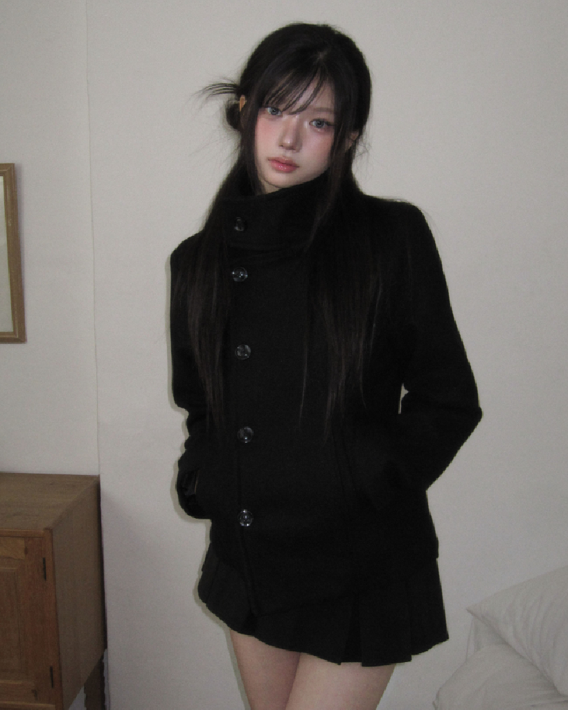 スリムフィットハイネックコート